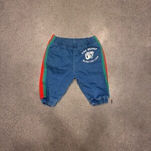 Gucci Baby 3-6 months Jeans Joggers Blind for Love Red and‎ Green Stripes